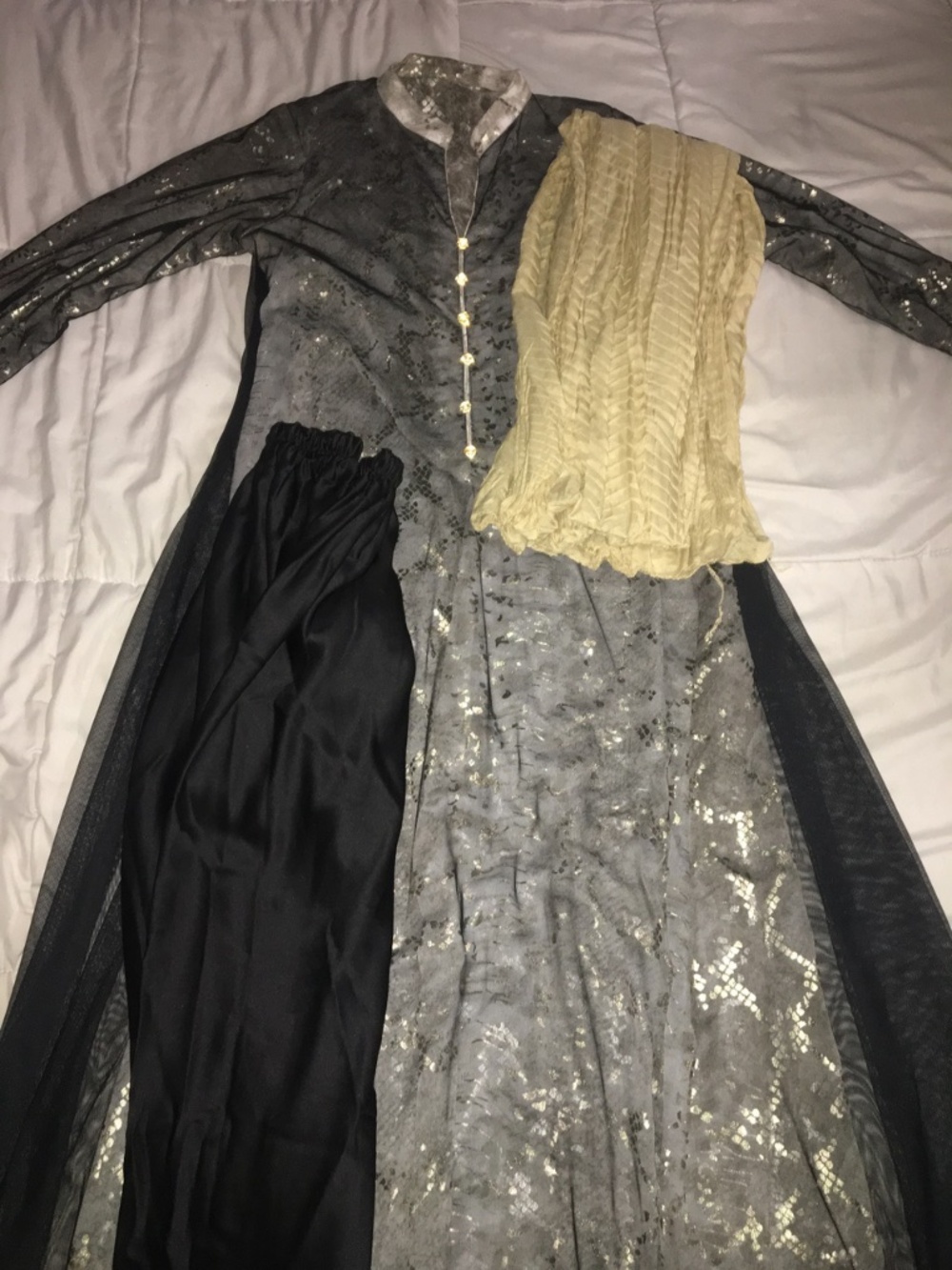 Black, Gold, and White Pakistani Suit Set